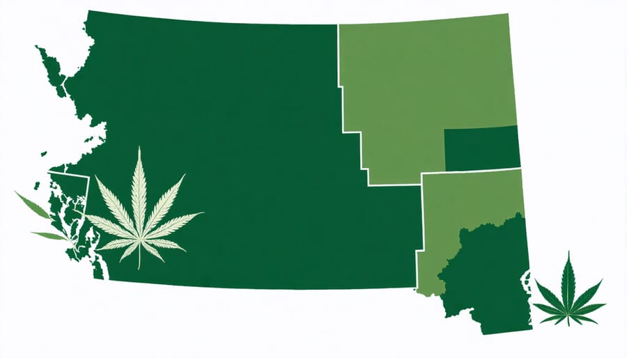 Map of Alberta showing regions and highlighting cannabis legislation areas